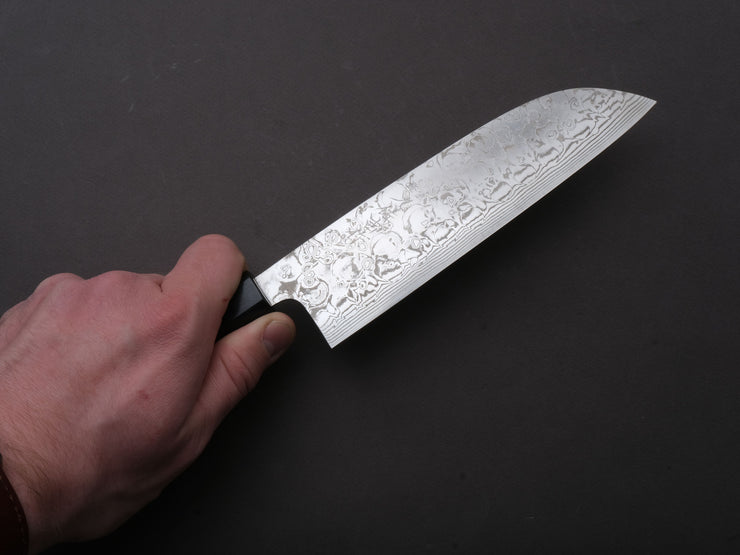 Yoshida Hamono - ZDP189 - Damascus - Santoku - 180mm - Rosewood Handle