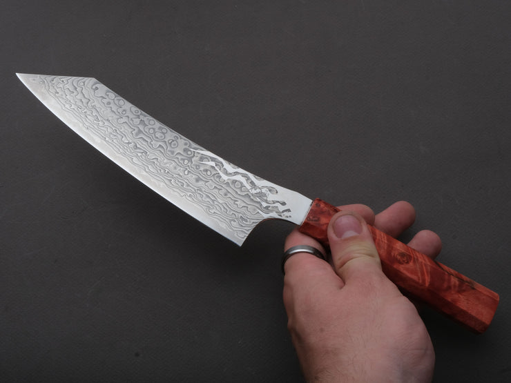 Ryusen - GURENHIRYU KAI  - SPG STRIX - Nickel Damascus - Kiritsuke Santoku - 175mm - Poplar Handle