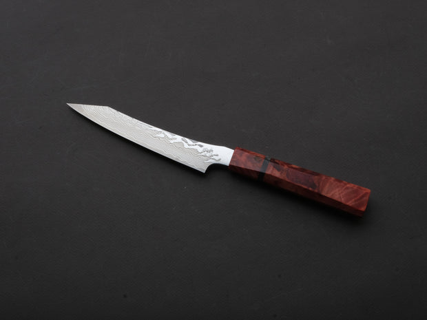 Ryusen - GURENHIRYU KAI  - SPG STRIX - Nickel Damascus - Kiritsuke Petty - 135mm - Poplar Handle