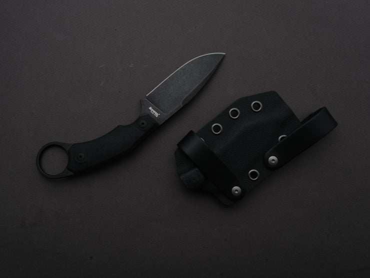 lionSTEEL - Fixed Blade - H2 - M390 - 75mm - Black Micarta - Kydex Sheath - Stonewashed