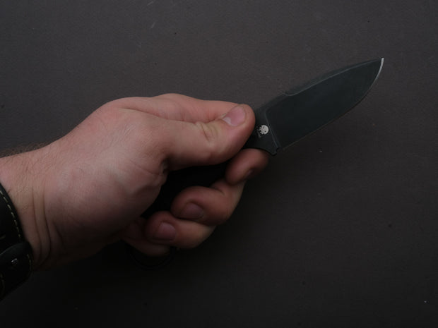 lionSTEEL - Fixed Blade - H2 - M390 - 75mm - Black Micarta - Kydex Sheath - Stonewashed