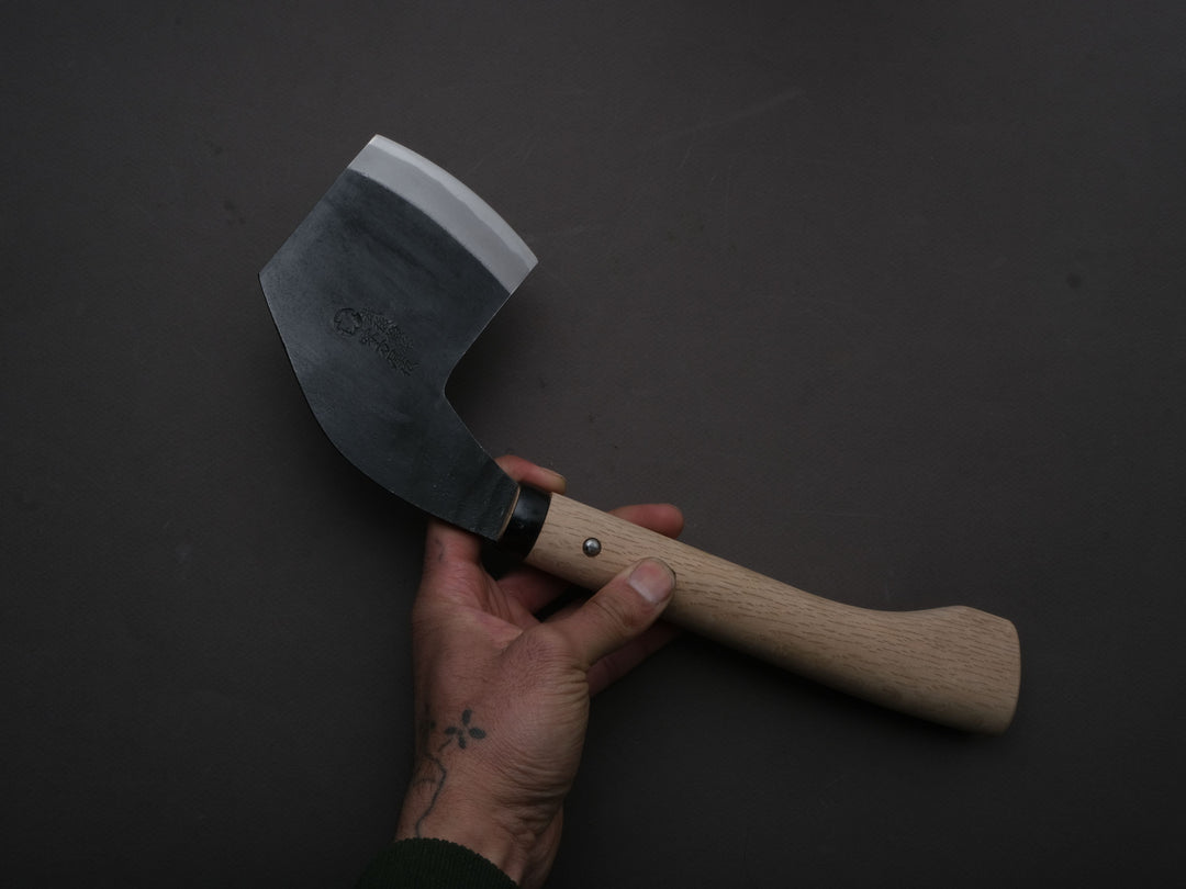 Ajikataya - Kubimagari Hatchet - Kurouchi - 165mm - Oak Wood