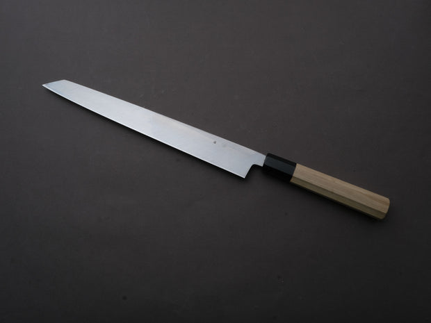 Sakai Kikumori - KIKUZUKI RIN - White #2 - Nashiji - Kiritsuke Yanagiba - 270mm - Magnolia Wood Handle