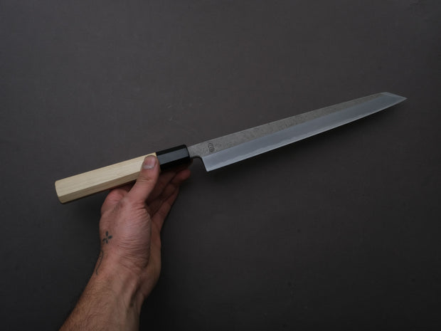 Sakai Kikumori - KIKUZUKI RIN - White #2 - Nashiji - Kiritsuke Yanagiba - 270mm - Magnolia Wood Handle