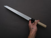 Sakai Kikumori - KIKUZUKI RIN - White #2 - Nashiji - Kiritsuke Yanagiba - 270mm - Magnolia Wood Handle
