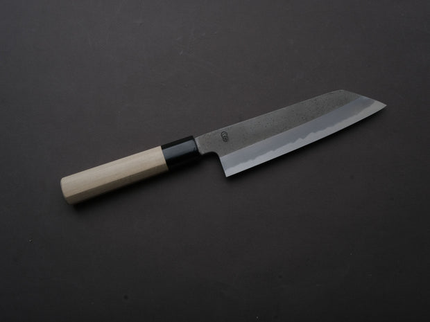 Sakai Kikumori - KIKUZUKI RIN - White #2 - Nashiji - Kiritsuke Santoku - 180mm - Magnolia Wood Handle