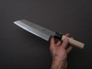 Sakai Kikumori - KIKUZUKI RIN - White #2 - Nashiji - Kiritsuke Santoku - 180mm - Magnolia Wood Handle