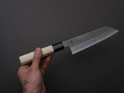 Sakai Kikumori - KIKUZUKI RIN - White #2 - Nashiji - Kiritsuke Santoku - 180mm - Magnolia Wood Handle
