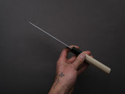 Sakai Kikumori - KIKUZUKI RIN - White #2 - Nashiji - Kiritsuke Santoku - 180mm - Magnolia Wood Handle