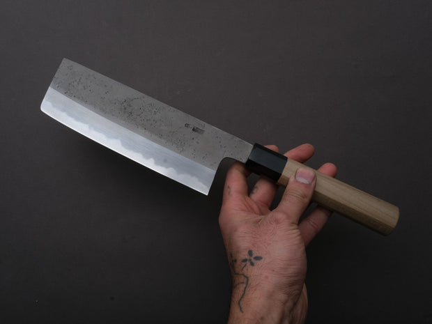 Sakai Kikumori - KIKUZUKI RIN - White #2 - Nashiji - Nakiri - 180mm - Magnolia Wood Handle