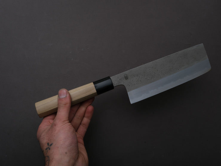 Sakai Kikumori - KIKUZUKI RIN - White #2 - Nashiji - Nakiri - 180mm - Magnolia Wood Handle