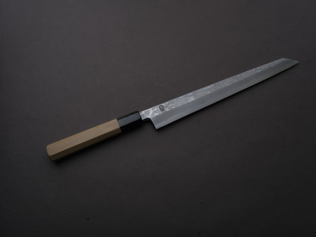 Sakai Kikumori - Kikuzuki Uzu - Blue #1 - Damascus - Kiritsuke Yanagiba - 270mm - Magnolia Handle