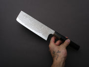 Sakai Kikumori - MINAMO - ATS34 - Damascus - Nakiri - 180mm - Ebony Handle