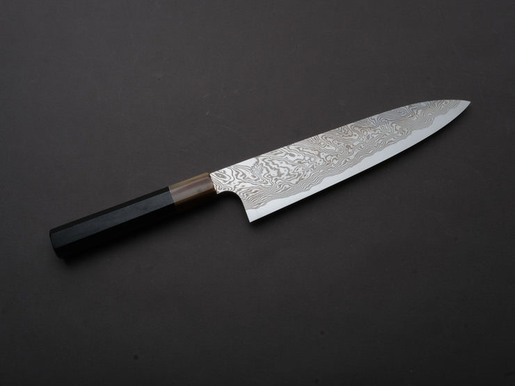 Sakai Kikumori - MINAMO - ATS34 - Damascus - Gyuto - 210mm - Ebony Handle