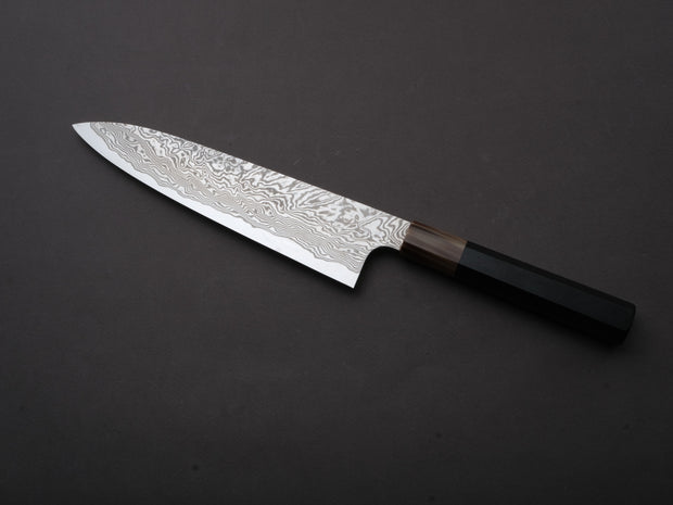 Sakai Kikumori - MINAMO - ATS34 - Damascus - Gyuto - 210mm - Ebony Handle