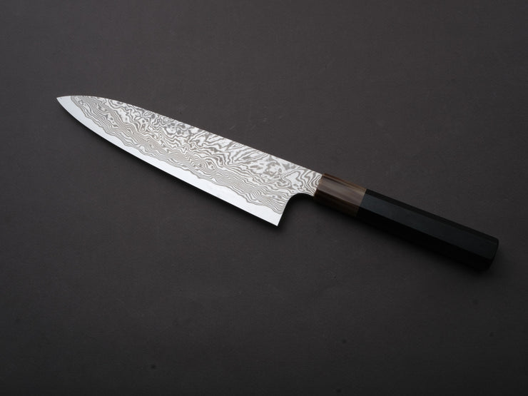 Sakai Kikumori - MINAMO - ATS34 - Damascus - Gyuto - 210mm - Ebony Handle