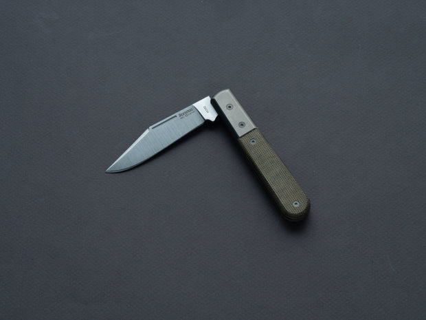 lionSTEEL - Folding Knife - Barlow - Shuffler - 65mm - M390 - Slip Joint - Green Canvas w/ Metal Bolster