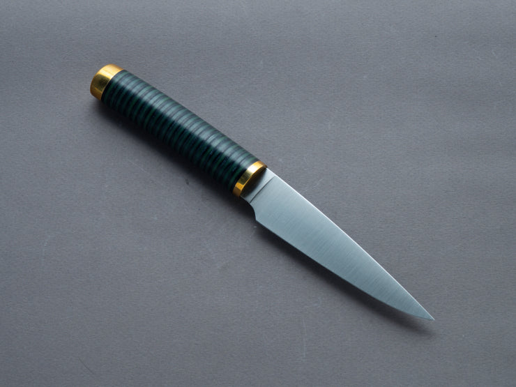 Florentine Kitchen Knives - Stainless - 100mm Paring - Stacked Black & Green Handle