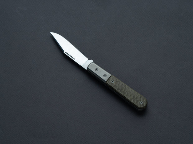 lionSTEEL - Folding Knife - Barlow - Shuffler - 65mm - M390 - Slip Joint - Green Canvas w/ Metal Bolster