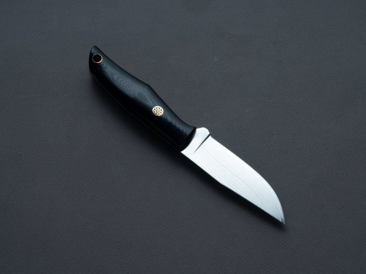 Nigara Hamono - Fixed Blade - Outdoor - VG XEOS - Damascus - 85mm - Micarta Handle - Leather Sheath