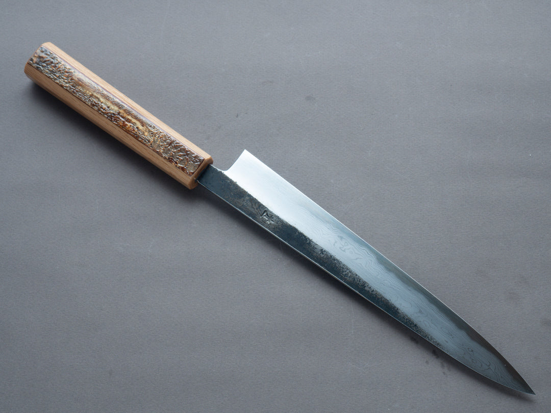 HADO - Sumi - Blue #1 - Damascus Kurouchi - Sujihiki - 240mm - Oak