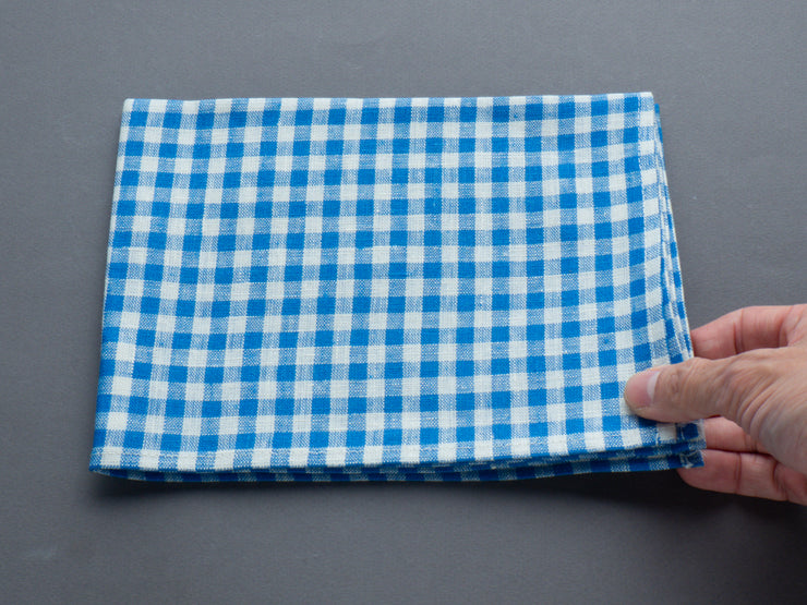 Fog Linen - Linen Kitchen Cloth - "Paule" Blue + White Check