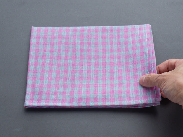 Fog Linen - Linen Kitchen Cloth - "Colette" Pink + Grey Check