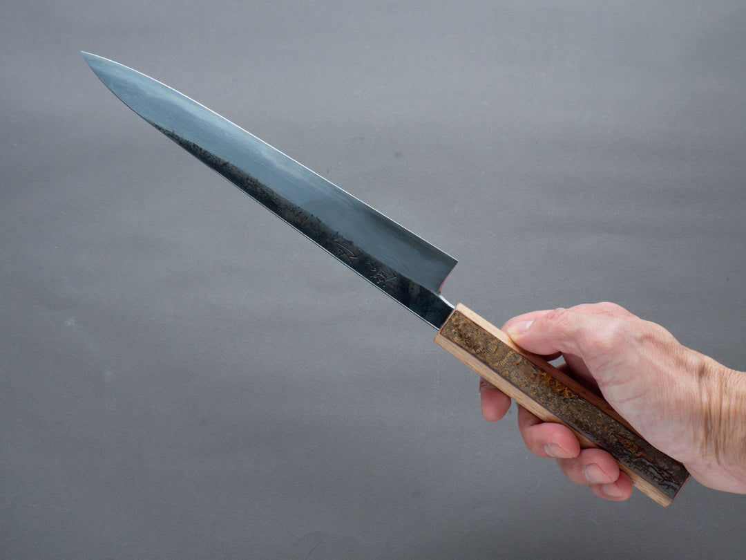 HADO - Sumi - Blue #1 - Damascus Kurouchi - Sujihiki - 240mm - Oak