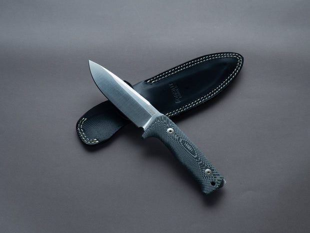 lionSTEEL - Fixed Blade - T5 - Niolox - 125mm - Black Micarta Handle - Leather Sheath