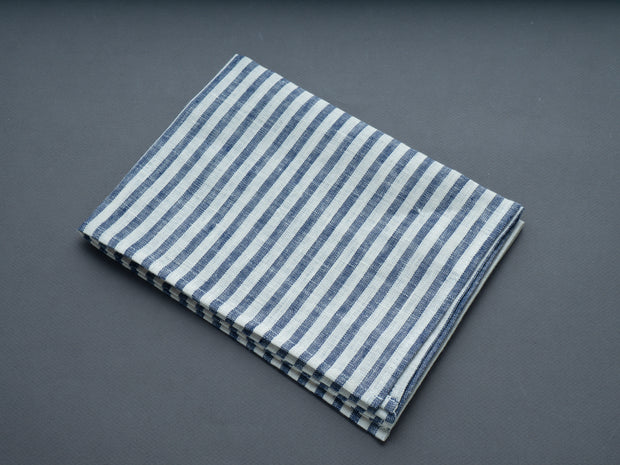 Fog Linen - Linen Kitchen Cloth - "Jasper" - Thin Blue + Off White Stripe