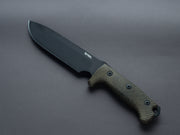 lionSTEEL - Fixed Blade - M7 - Sleipner - Milspec - 180mm - Green Canvas Micarta Handle - Leather Sheath