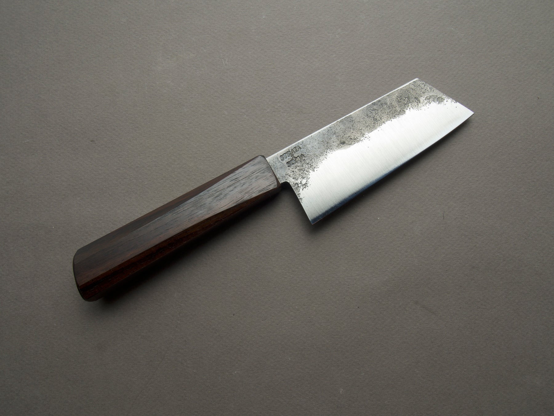 kuri Soma - 80CRV2 Carbon - Kurouchi - Petty Nakiri - Walnut Handle