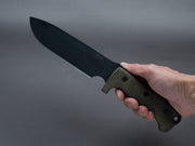 lionSTEEL - Fixed Blade - M7 - Sleipner - Milspec - 180mm - Green Canvas Micarta Handle - Leather Sheath