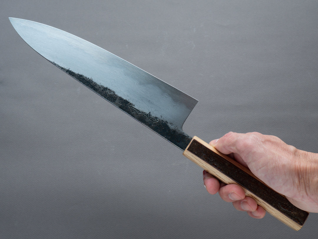 HADO - Sumi - Blue #1 - Damascus Kurouchi - 240mm Gyuto - Oak and