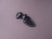 lionSTEEL - Fixed Blade - H1 - M390 - 75mm - Black Micarta - Leather Sheath - Stonewashed