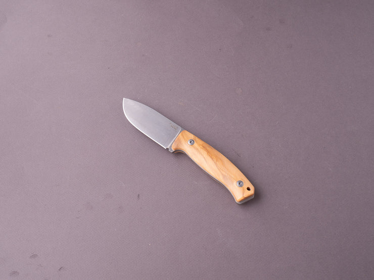 lionSTEEL - Fixed Blade - M2M - M390 - 90mm - Olive Wood - Leather Sheath