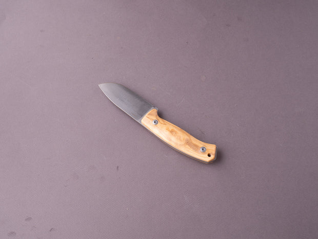 lionSTEEL - Fixed Blade - M2M - M390 - 90mm - Olive Wood - Leather Sheath