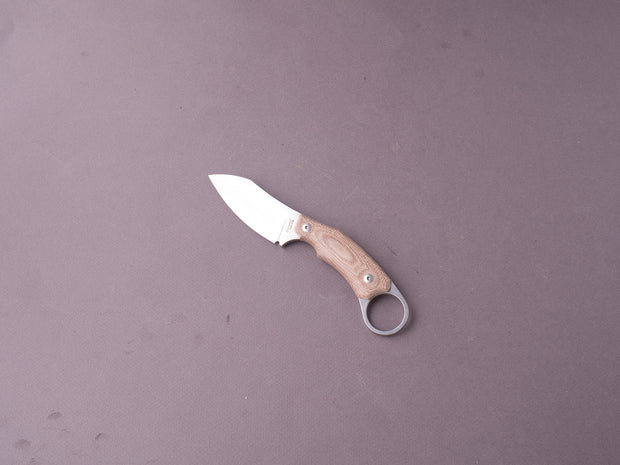 lionSTEEL - Fixed Blade - H1 - M390 - 75mm - Natural Micarta - Leather Sheath - Stonewashed