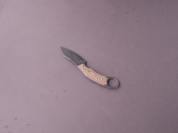 lionSTEEL - Fixed Blade - H1 - M390 - 75mm - Natural Micarta - Leather Sheath - Stonewashed