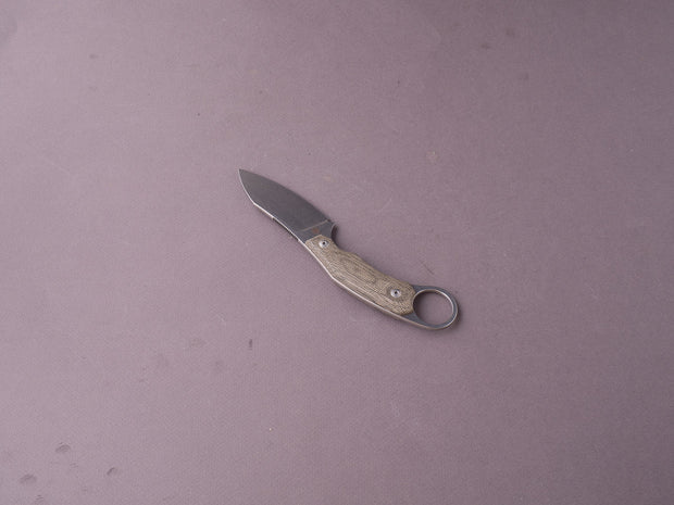 lionSTEEL - Fixed Blade - H1 - M390 - 75mm - Green Canvas Micarta - Leather Sheath - Stone Washed