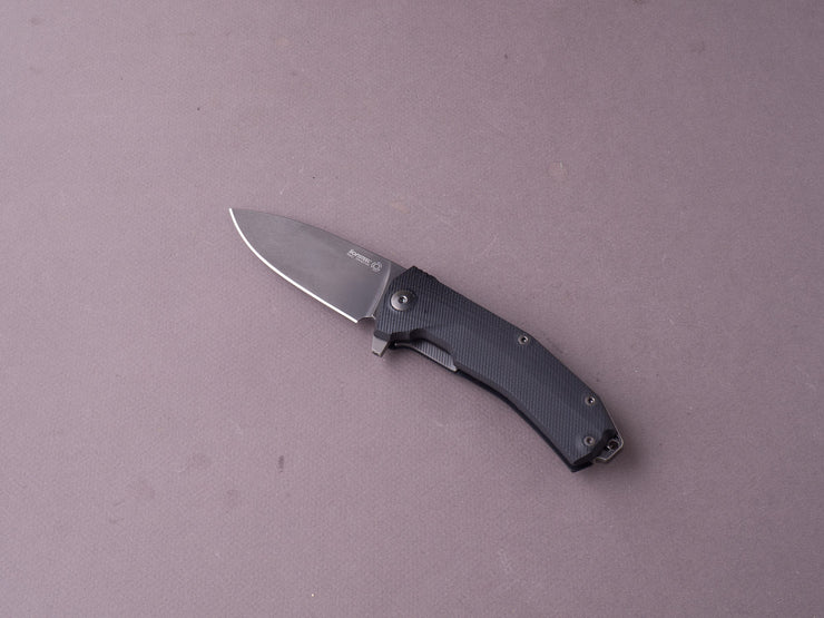 lionSTEEL - Folding Knife - KUR - Sleipner - 85mm - Liner Lock - Black G10 - Stone Washed Black Mil Spec