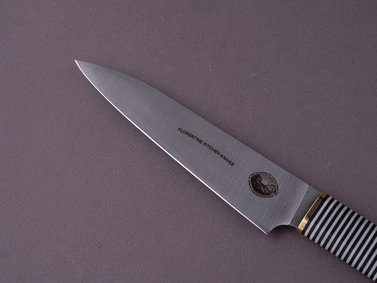 Florentine Kitchen Knives - Kedma - Petty/Utility - Stacked Black & White Handle