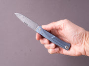 lionSTEEL - SOLID Folding Knife - Thrill - Slip Joint - Chad Nichols Scramble Damascus - 75mm - Blue Titanium - H. WAYL Clip