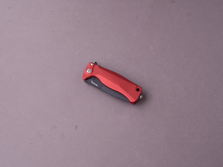 lionSTEEL - SOLID Folding Knife - SR22 - Sleipner - 75mm - Frame Lock - Red Aluminum - Black Mil Spec