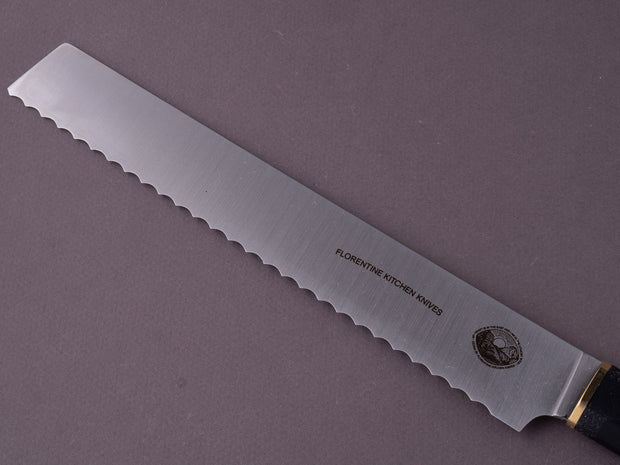 Florentine Kitchen Knives - Kedma - Bread Knife/Pankiri - Stacked Black Handle
