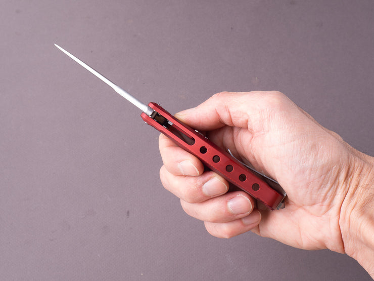 lionSTEEL - SOLID Folding Knife - SR22 - Sleipner - 75mm - Frame Lock - Red Aluminum - Pocket Clip