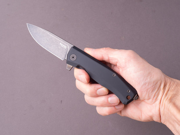 lionSTEEL - Folding Knife - Frame Lock - MYTO - M390 - 85mm  - Black Aluminum - Black Mil Spec