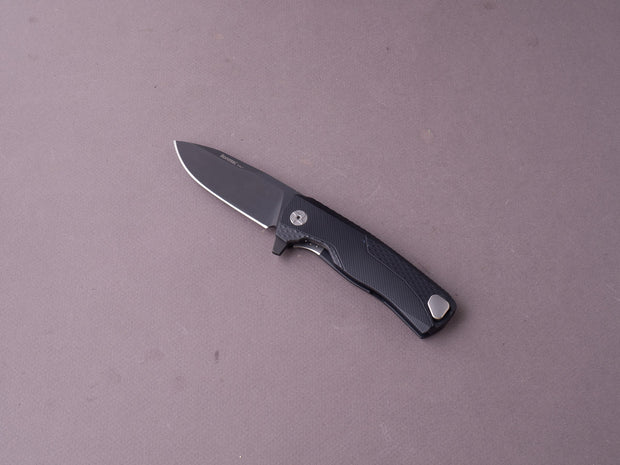 lionSTEEL - SOLID Folding Knife - Frame Lock - ROK - M390 - 85mm - Black Aluminum - Black MilSpec