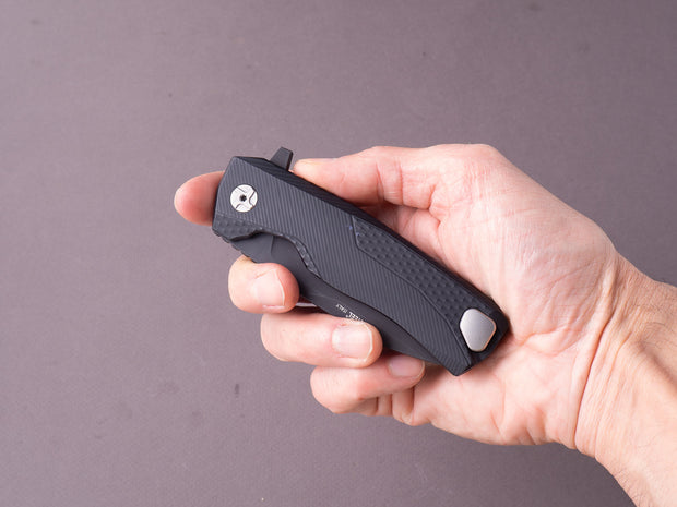 lionSTEEL - SOLID Folding Knife - Frame Lock - ROK - M390 - 85mm - Black Aluminum - Black MilSpec