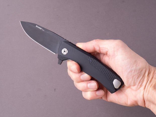 lionSTEEL - SOLID Folding Knife - Frame Lock - ROK - M390 - 85mm - Black Aluminum - Black MilSpec